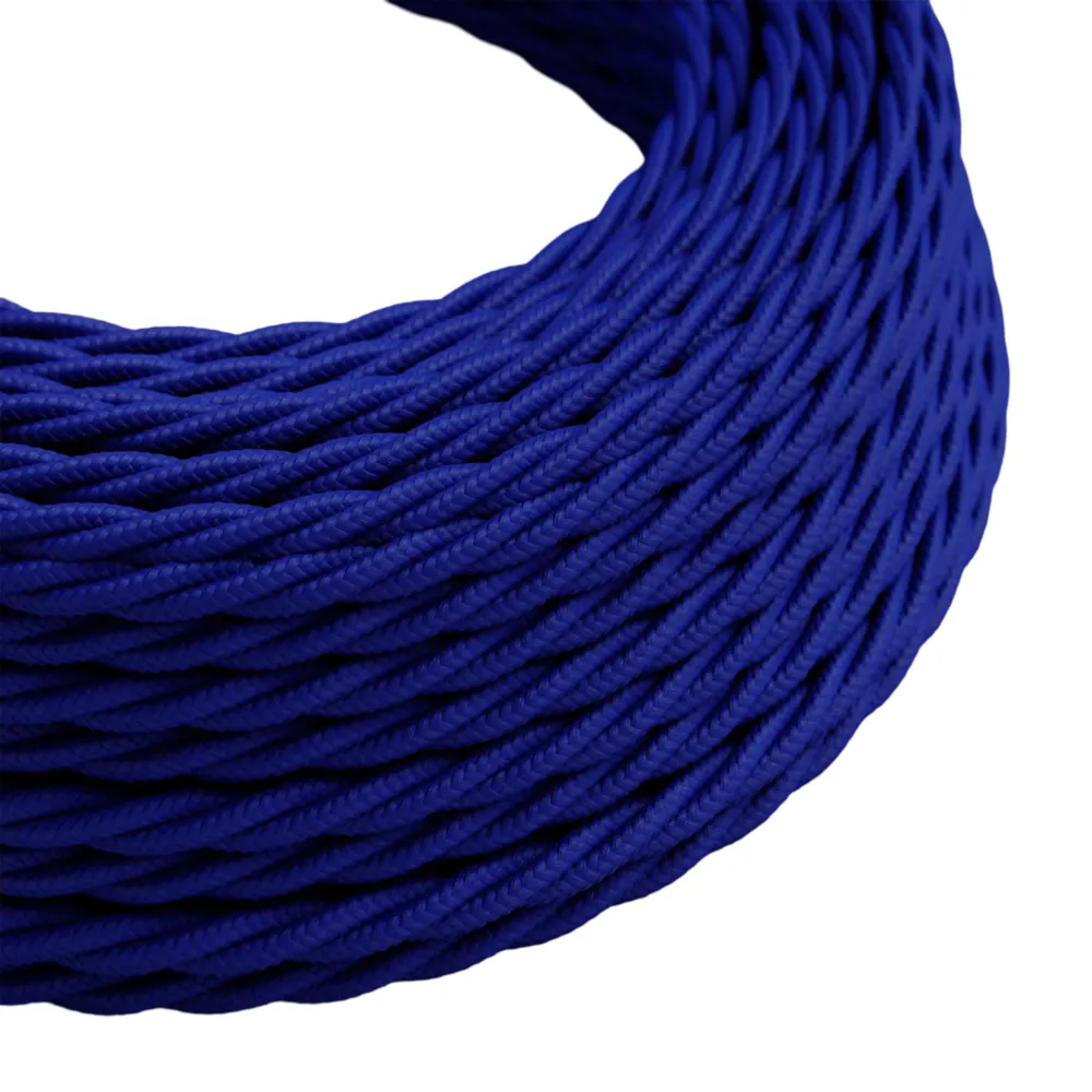 1M/5M/10M 3 Core Twisted Electric Cable Covered Dark Blue Color Fabric 0.75mm~3050 LEDSone UK Ltd