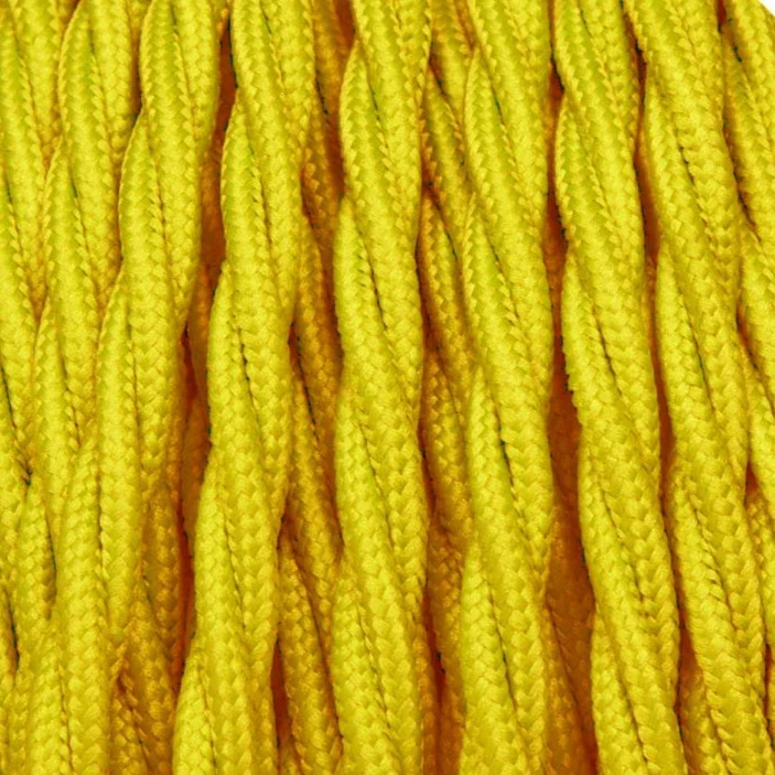 1M/5M/10M 3 Core Twisted Electric Cable Solid Yellow Color Fabric 0.75mm~3068 LEDSone UK Ltd