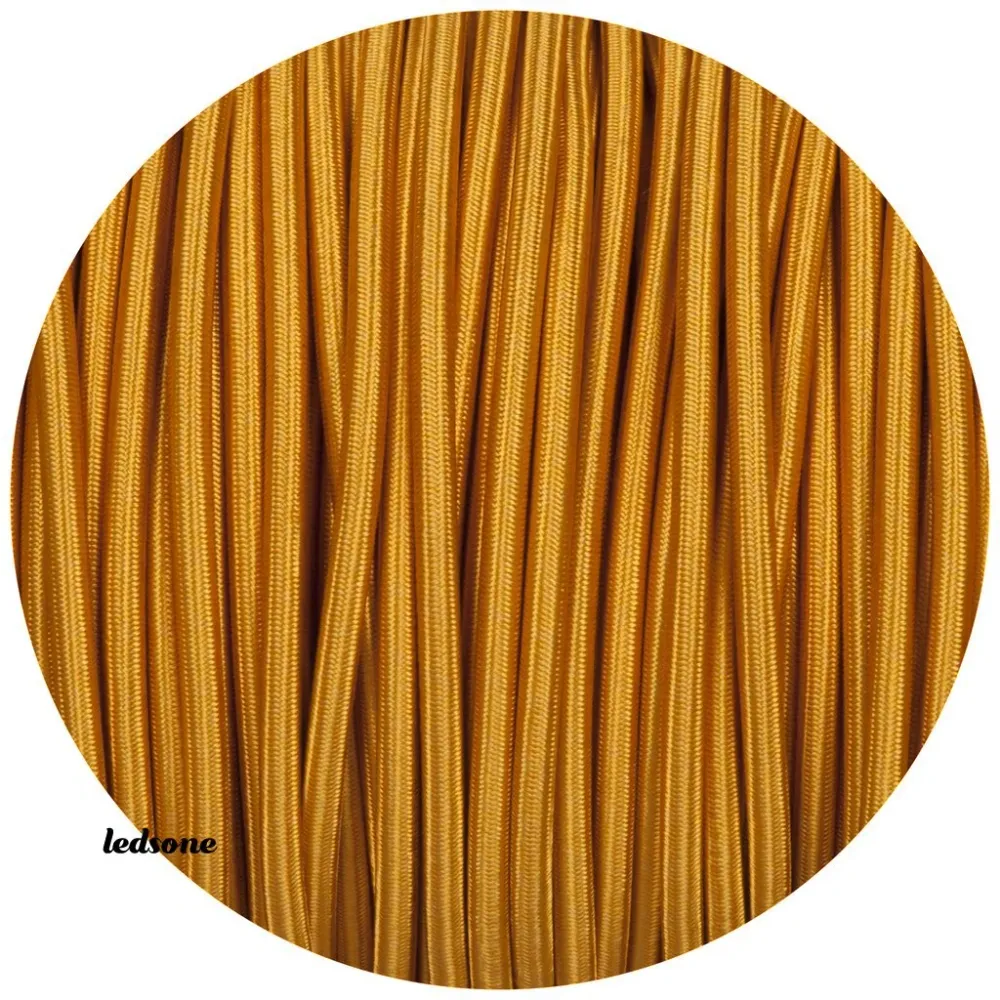 2 Core Round Gold Fabric Lighting Cable-0.75mm 1m/5m /10m~1672 LEDSone UK Ltd