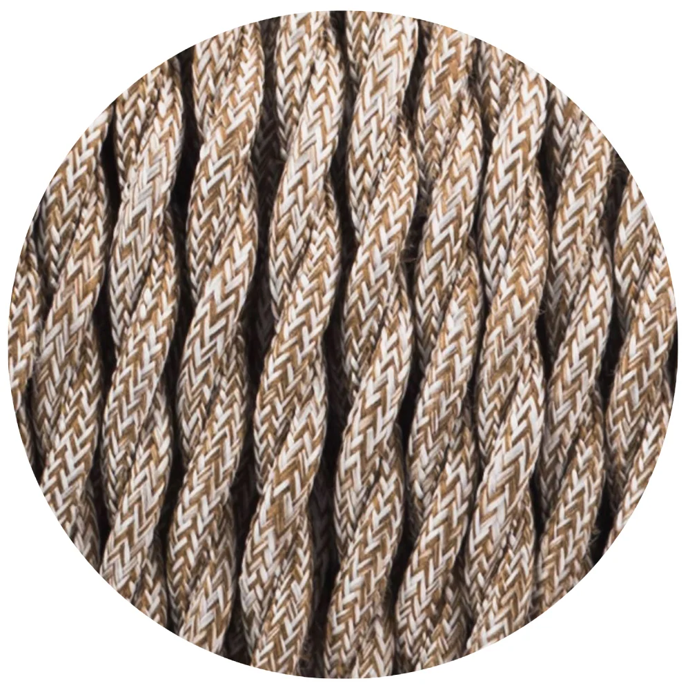 3 Core Twisted Brown Multi Tweed Vintage Electric fabric Cable Flex 0.75mm~3004 LEDSone UK Ltd