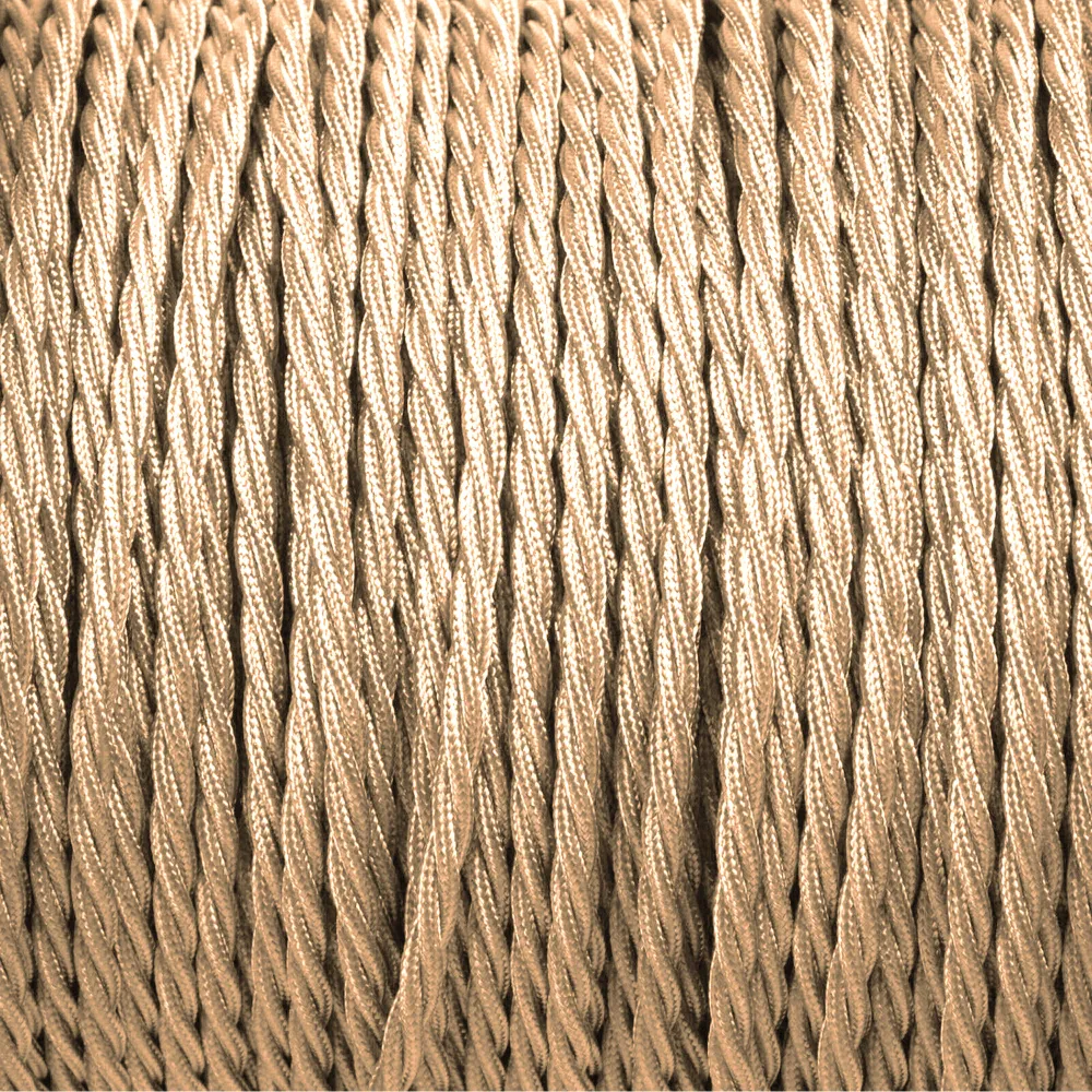 2 Core Twisted Light Gold Fabric Lamp Cord Cable-0.75mm 1m/5m/10m~3197 LEDSone UK Ltd