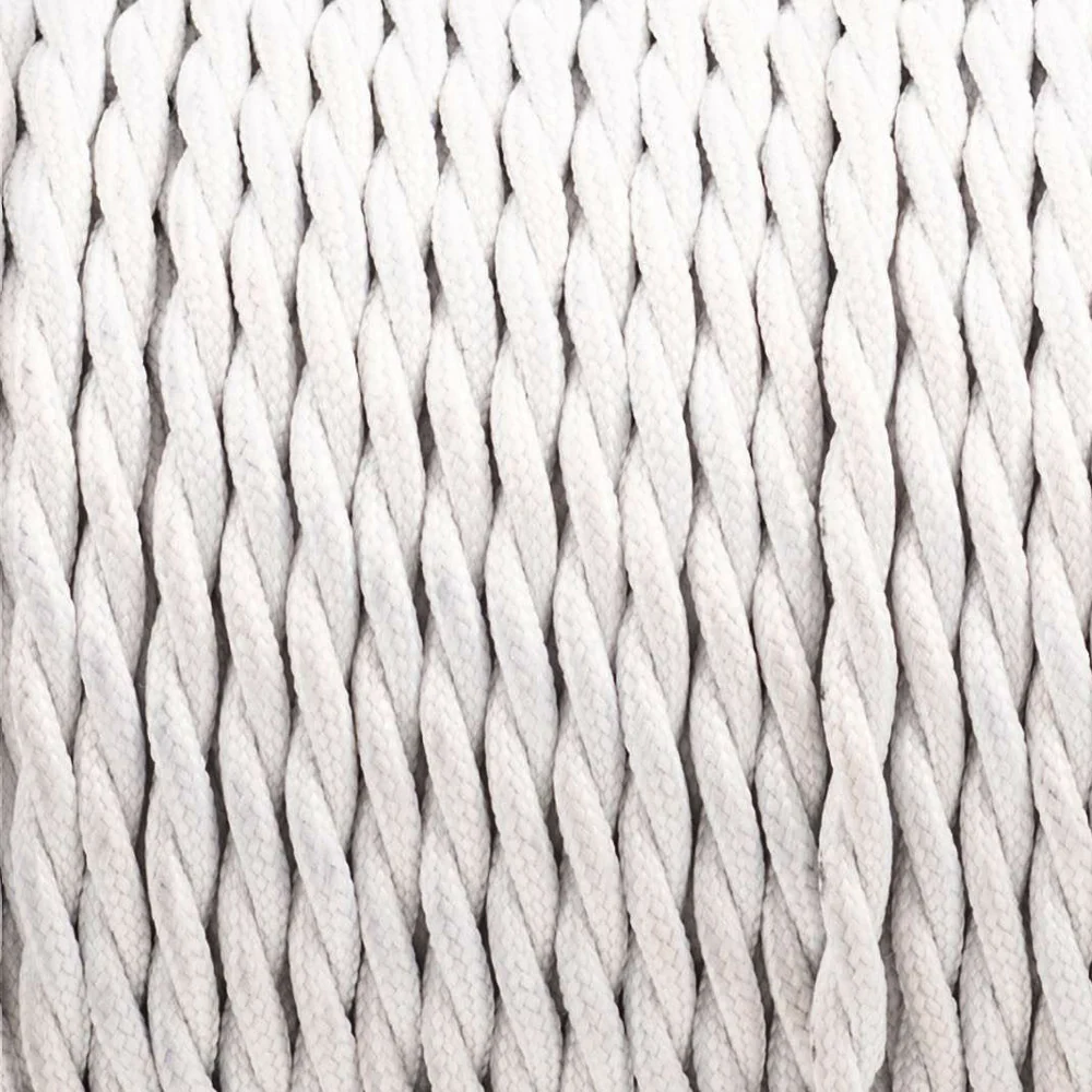 2 Core Twisted 8A White Fabric Lamp Cord 0.75mm 1m/5m/10m~3022 LEDSone UK Ltd
