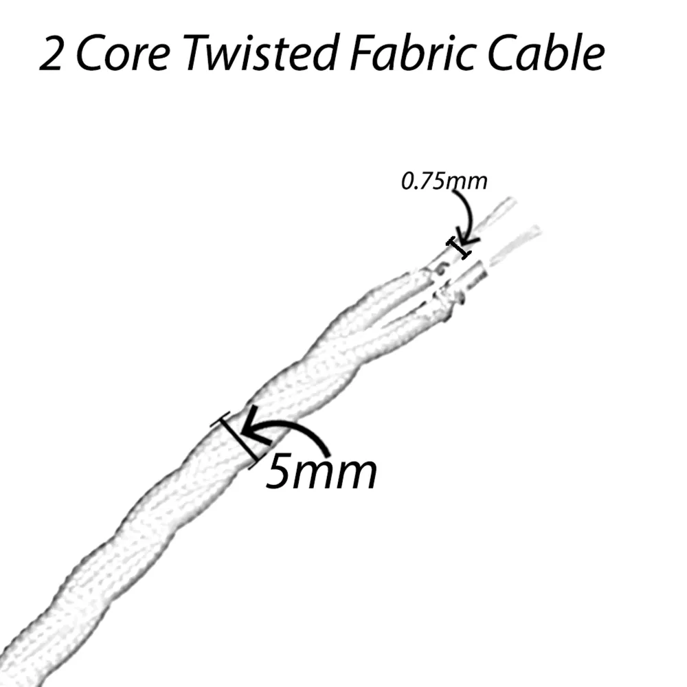 2 Core Twisted 8A White Fabric Lamp Cord 0.75mm 1m/5m/10m~3022 LEDSone UK Ltd