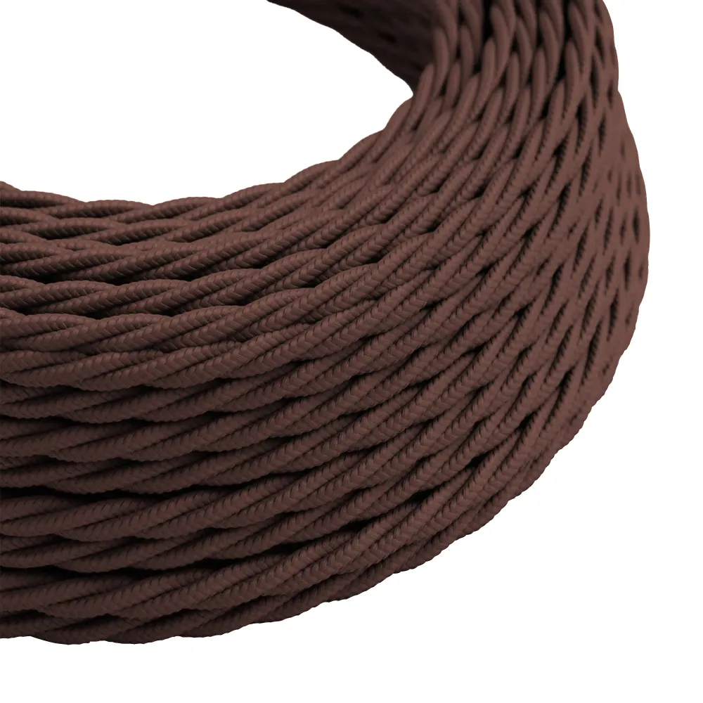 Vintage Brown 2 Core Twisted Fabric Cable –0.75mm Flex ~3214 LEDSone UK Ltd
