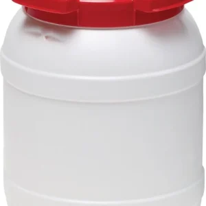 Bęben z szeroką szyjką (9000450100) 6,0 l PE biały z czerwoną pokrywą Otwór wlewowy Ø 136 mm