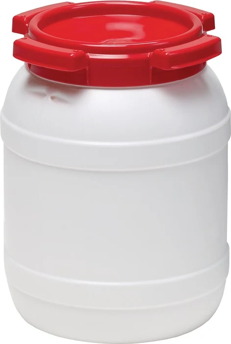 Bęben z szeroką szyjką (9000450100) 6,0 l PE biały z czerwoną pokrywą Otwór wlewowy Ø 136 mm Sonstige