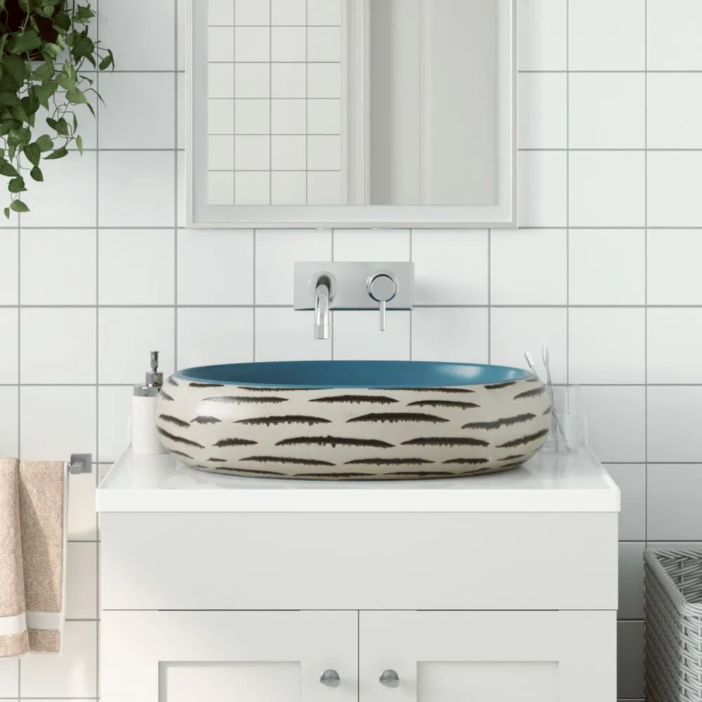 Opzetwasbak ovaal 59x40x15 cm keramiek meerkleurig