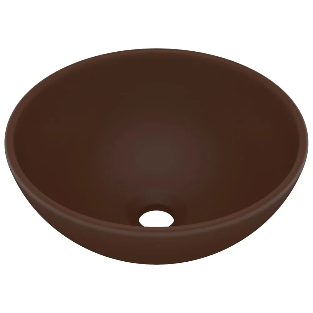 Wastafel rond 32,5x14 cm keramiek mat donkerbruin