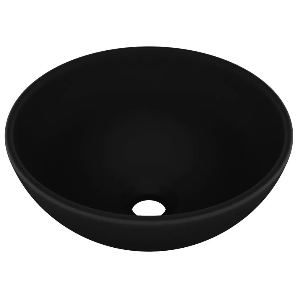 Wastafel rond 32,5x14 cm keramiek matzwart