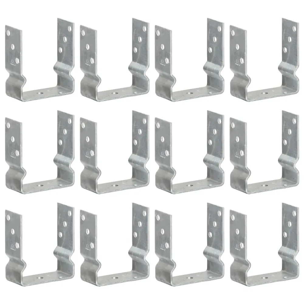 Grondankers 12 st 12x6x15 cm gegalvaniseerd staal zilverkleurig
