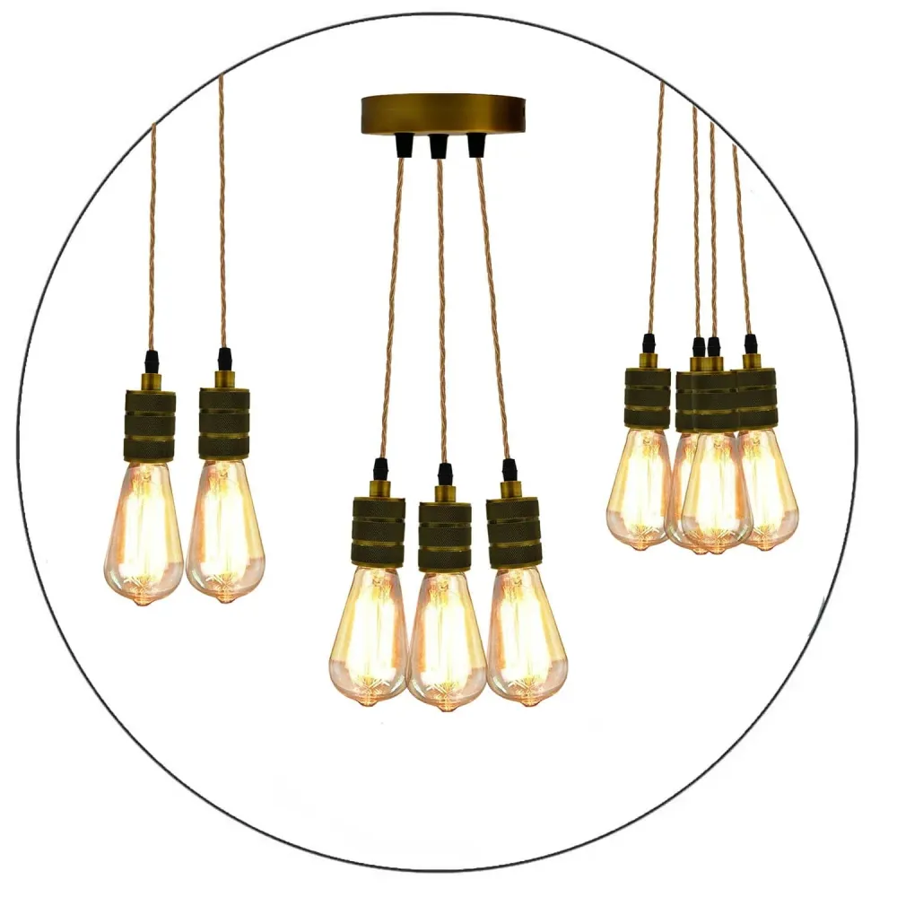 Industrial Pendant Bulb Holder Rope Cord ~2059 LEDSone UK Ltd