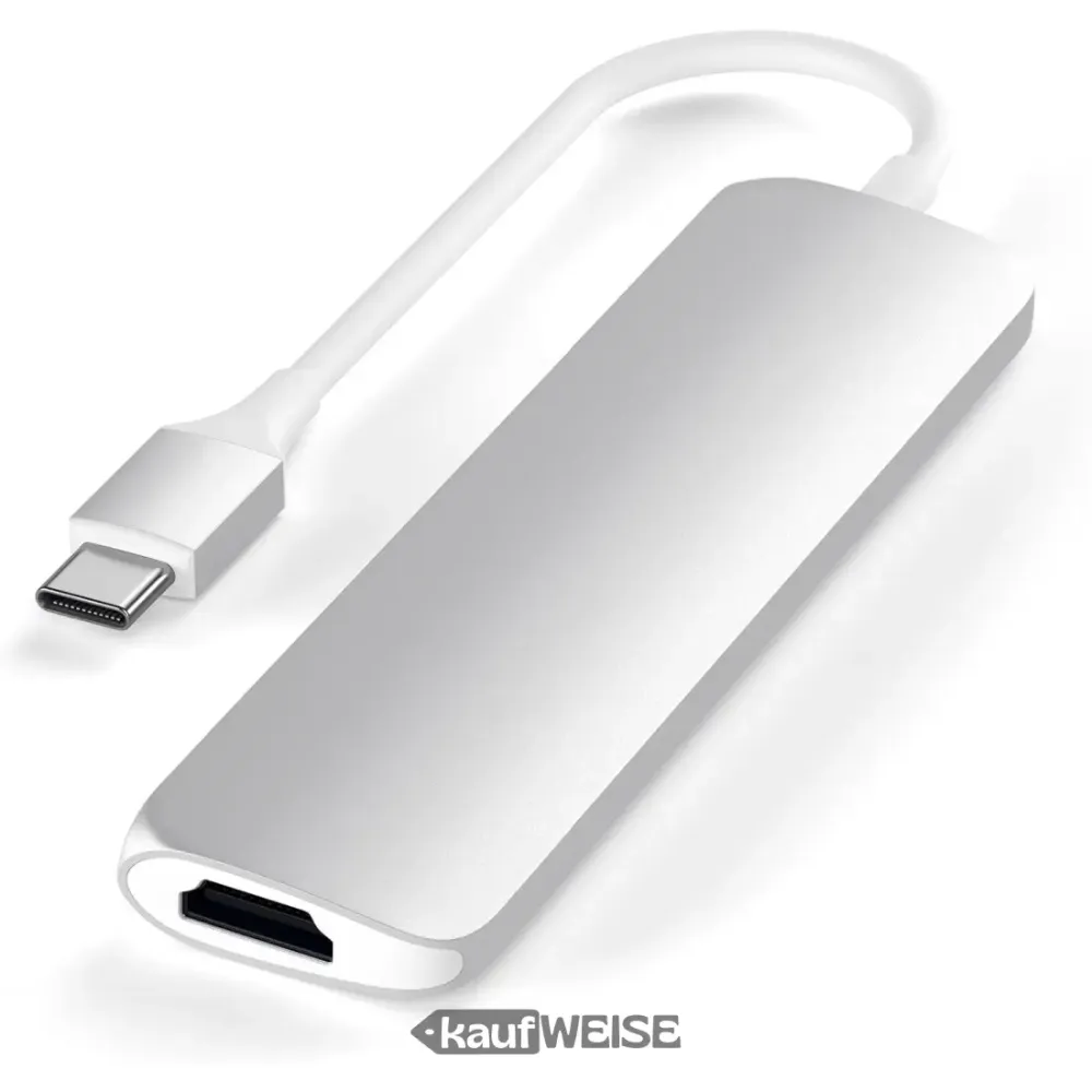 Wieloportowy adapter Satechi V2 Slim USB-C | 4K 60 Hz HDMI i 60 W PD | Srebrny