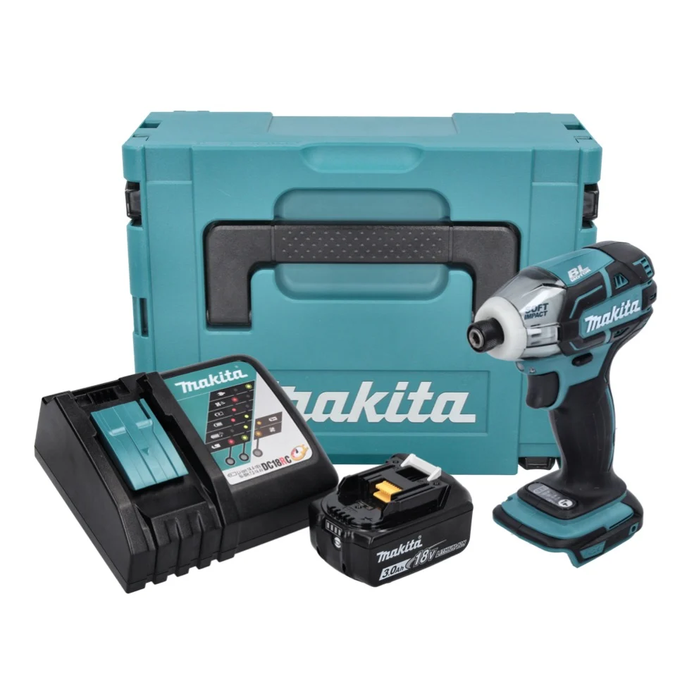 Makita DTS 141 RF1J akumulatorowa wkrętarka impulsowa 18 V 40 Nm 1/4" bezszczotkowa + 1x akumulator 3,0 Ah + ładowarka + M...
