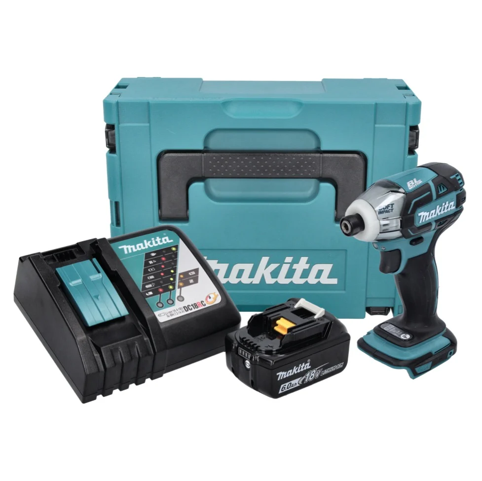 Makita DTS 141 RG1J akumulatorowa wkrętarka impulsowa 18 V 40 Nm 1/4" bezszczotkowa + 1x akumulator 6,0 Ah + ładowarka + M...