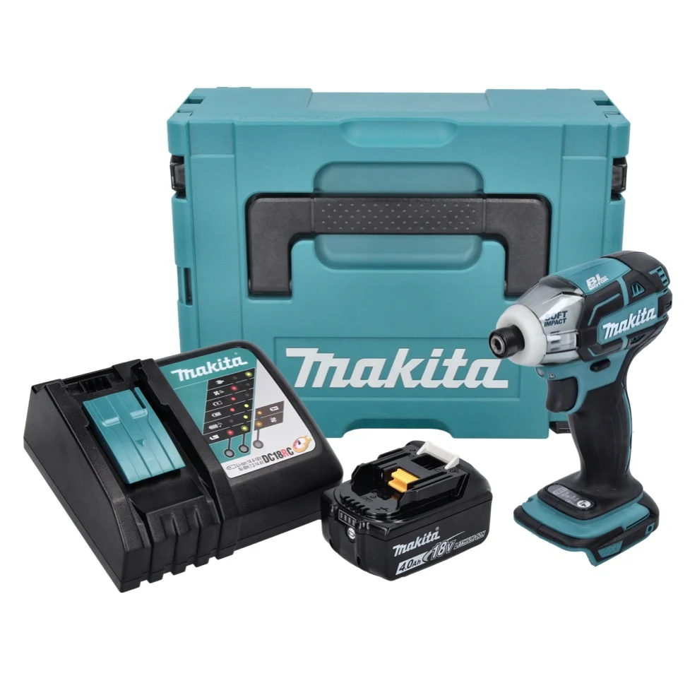 Makita DTS 141 RM1J akumulatorowa wkrętarka impulsowa 18 V 40 Nm 1/4" bezszczotkowa + 1x akumulator 4,0 Ah + ładowarka + M...
