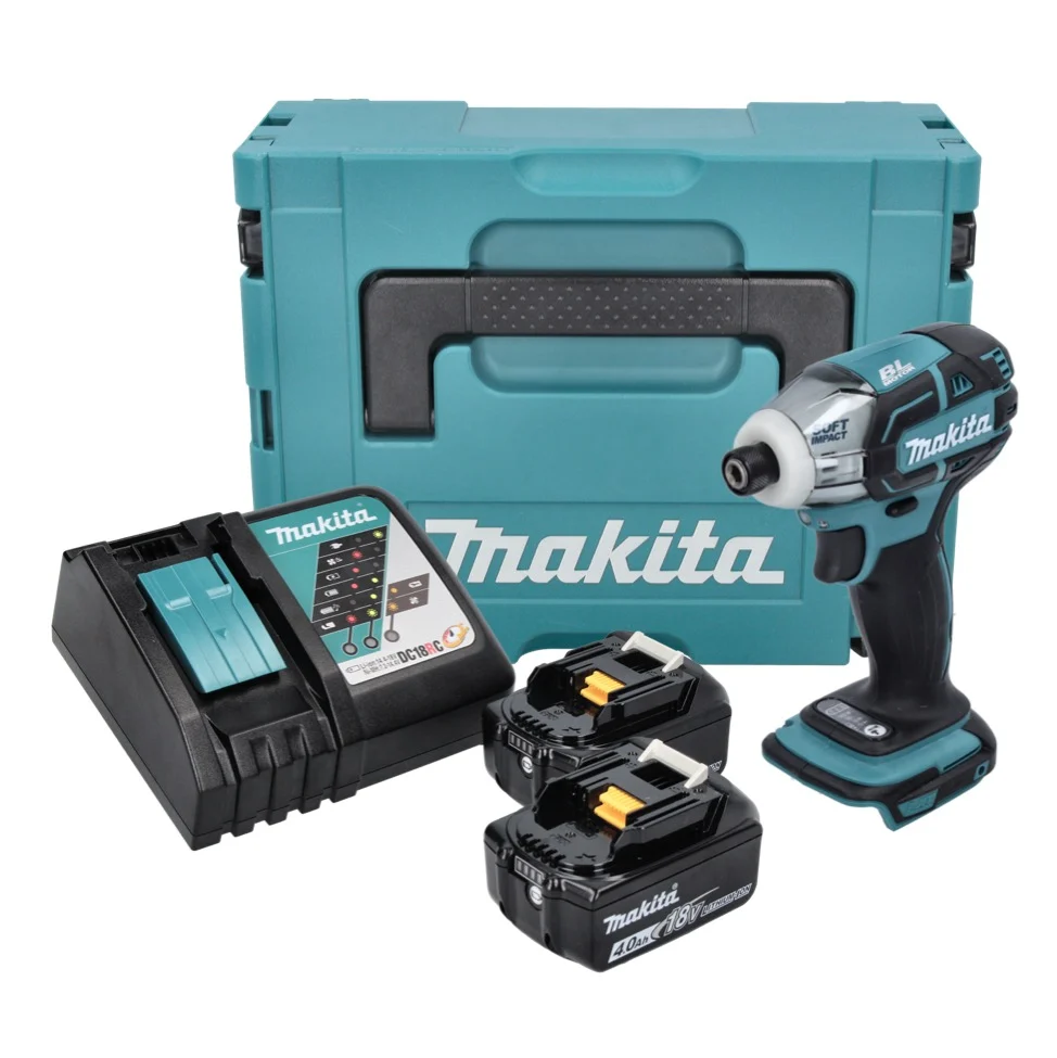 Makita DTS 141 RMJ akumulatorowa wkrętarka impulsowa 18 V 40 Nm 1/4" bezszczotkowa + 2x akumulator 4,0 Ah + ładowarka + Ma...