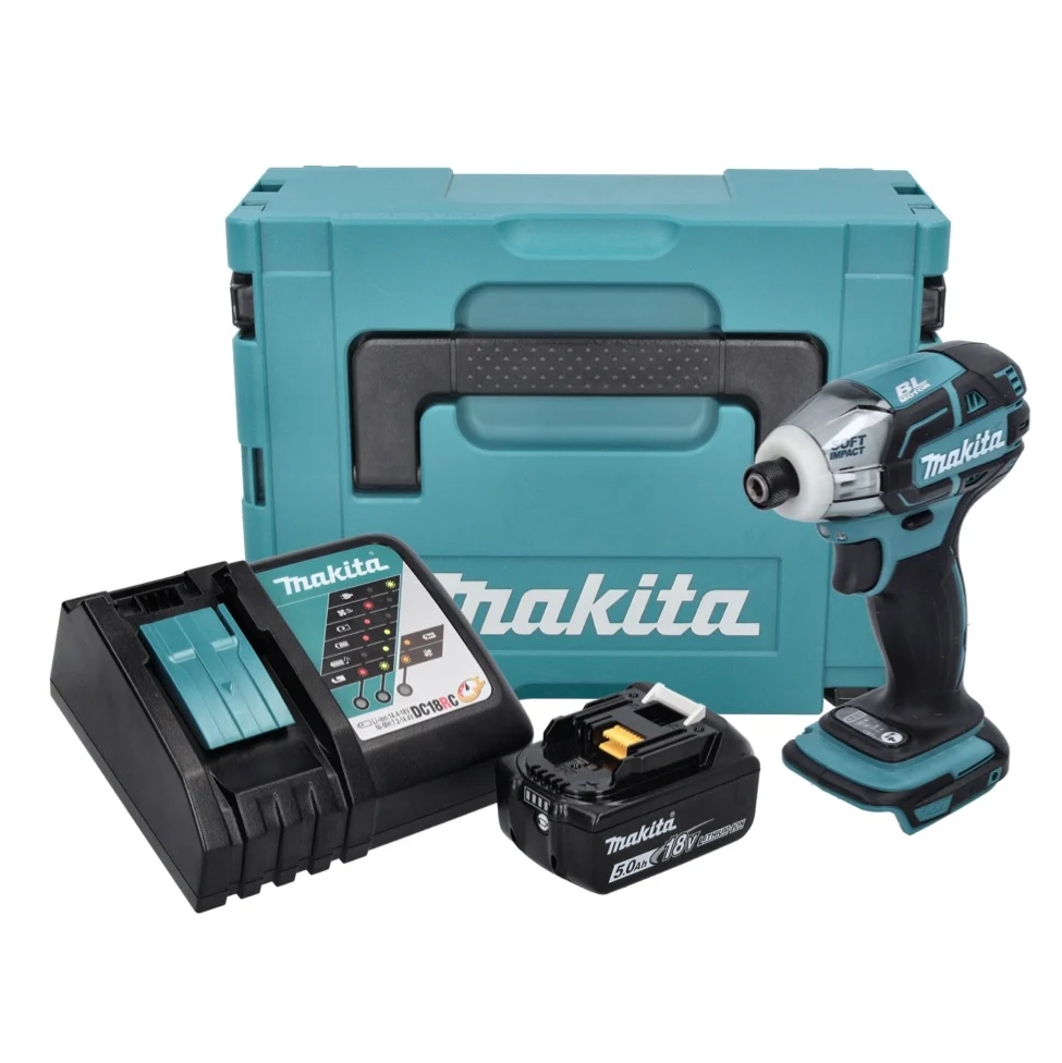 Makita DTS 141 RT1J akumulatorowa wkrętarka impulsowa 18 V 40 Nm 1/4" bezszczotkowa + 1x akumulator 5,0 Ah + ładowarka + M...