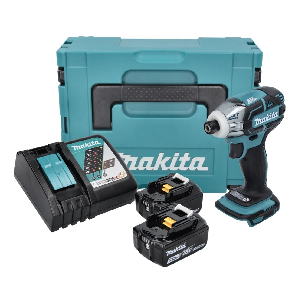 Makita DTS 141 RTJ akumulatorowa wkrętarka impulsowa 18 V 40 Nm 1/4" bezszczotkowa + 2x akumulator 5,0 Ah + ładowarka + Ma...