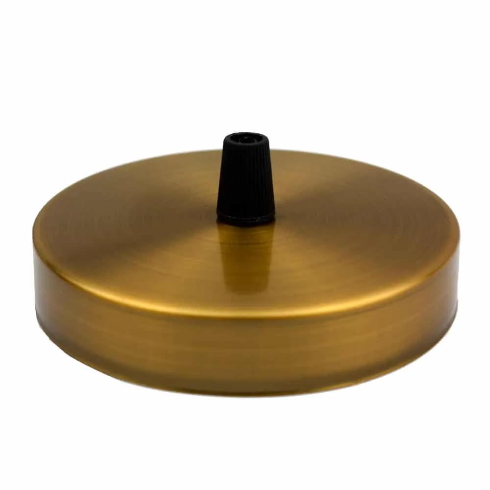 100mm Yellow Brass Metal Round Single Outlet Ceiling Rose ~3096