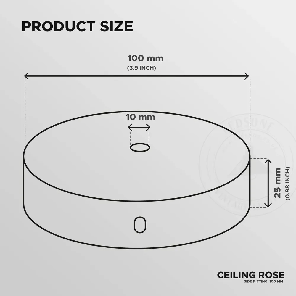 100mm Yellow Brass Metal Round Single Outlet Ceiling Rose ~3094