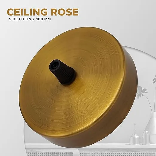 100mm Yellow Brass Metal Round Single Outlet Ceiling Rose ~3094