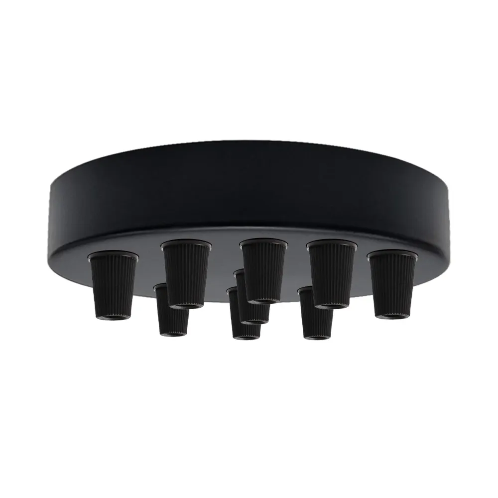 120mm Black Metal 9 Outlet Ceiling Rose Pendant Light Fitting~2775