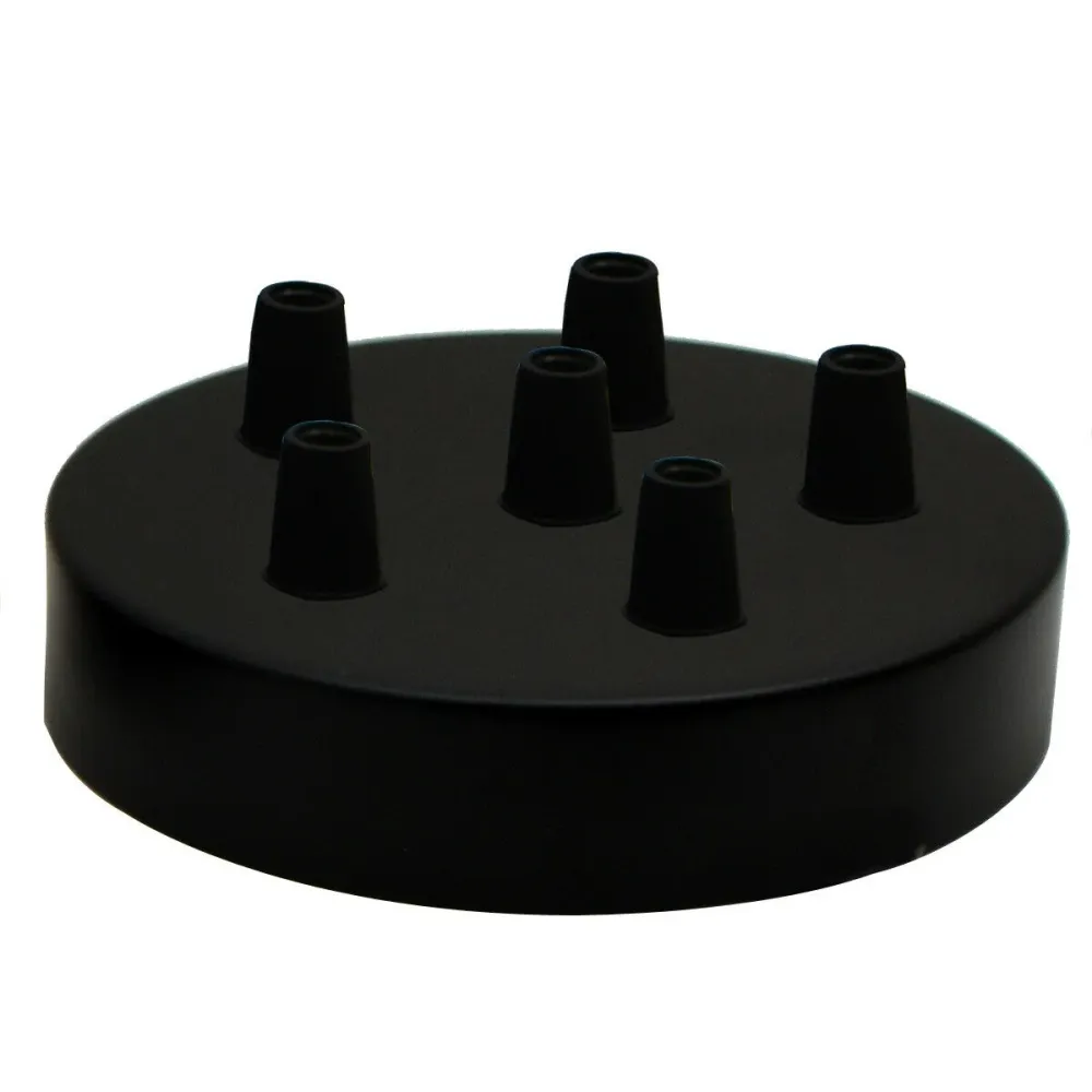 120mm Black Metal 6 Outlet Ceiling Rose Pendant Light Fitting~2778