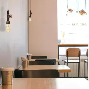 Brushed Copper Color Chandelier Ceiling Light Water Pipe E27 Loft Pendant Light FREE Bulb~2576