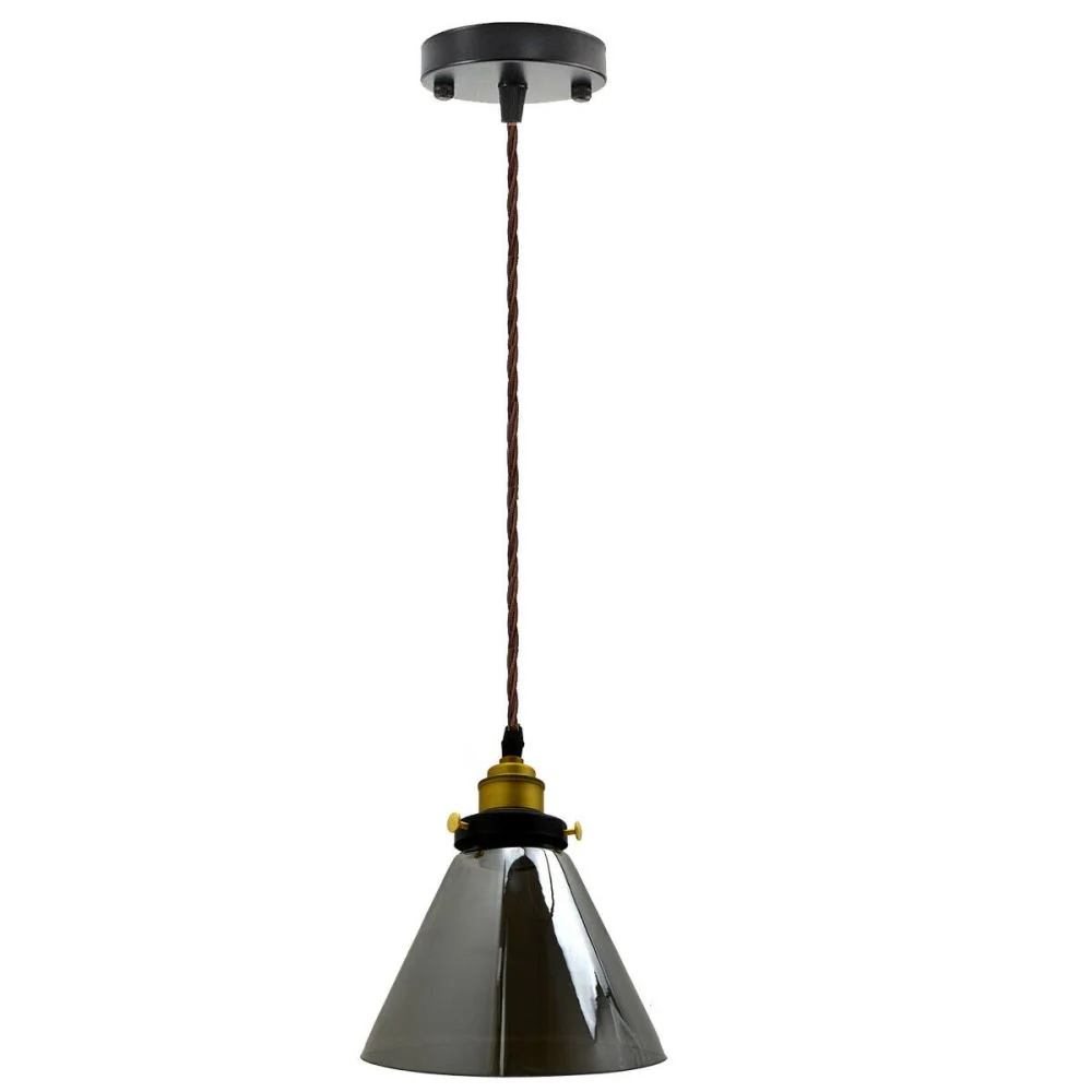 Cone Shape Modern Industrial Ceiling Light Shade Glass Pendant Fittings~2903 LEDSone UK Ltd