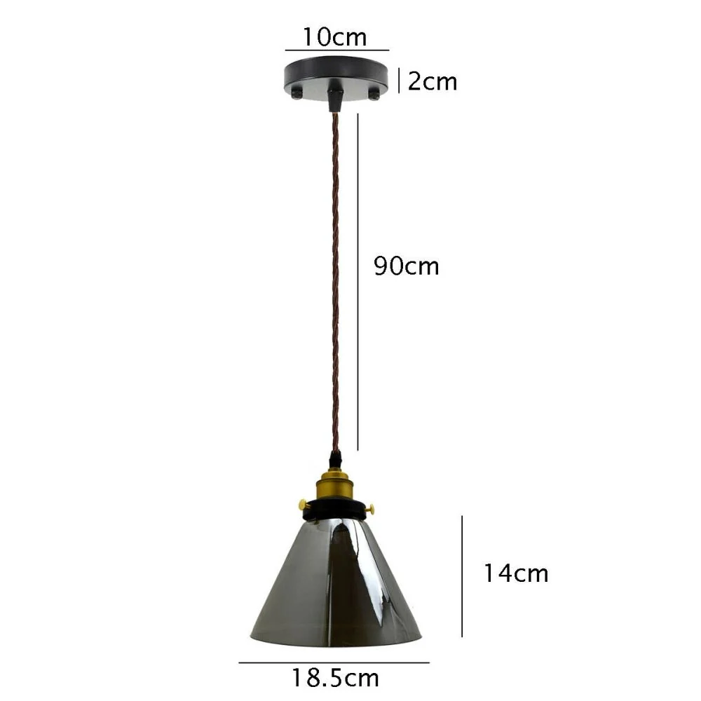 Cone Shape Modern Industrial Ceiling Light Shade Glass Pendant Fittings~2903 LEDSone UK Ltd