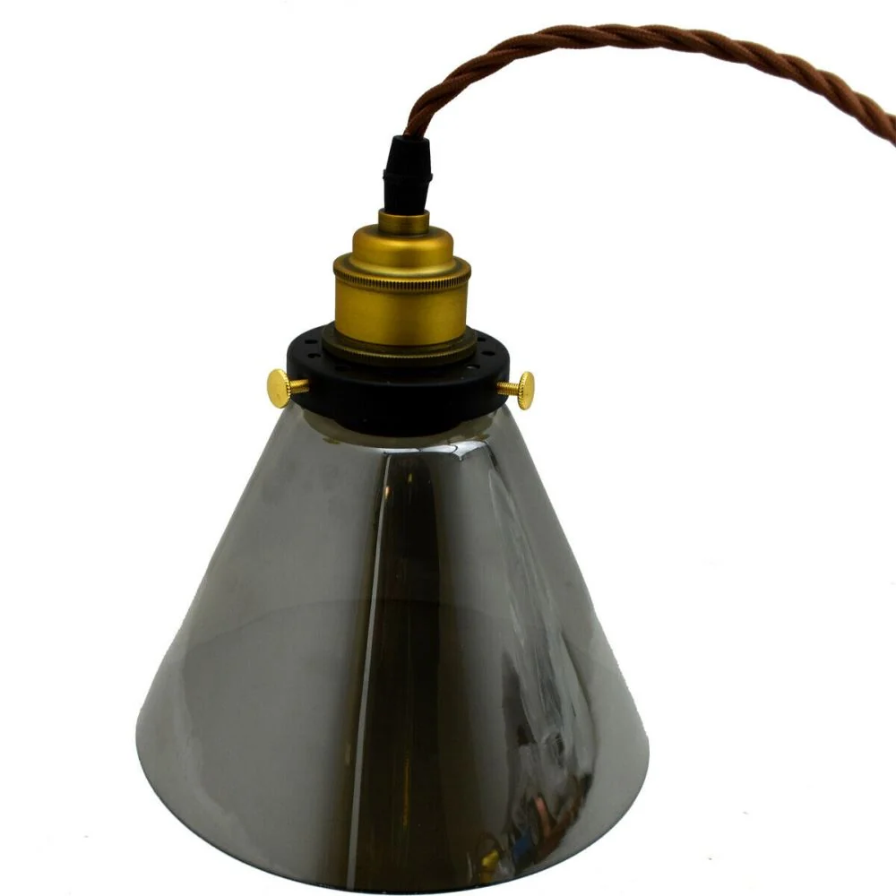 Cone Shape Modern Industrial Ceiling Light Shade Glass Pendant Fittings~2903 LEDSone UK Ltd