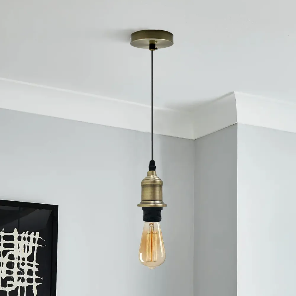 E27 Ceiling Rose Light Fitting Vintage Industrial Pendant Lamp Bulb Holder~2074 LEDSone UK Ltd