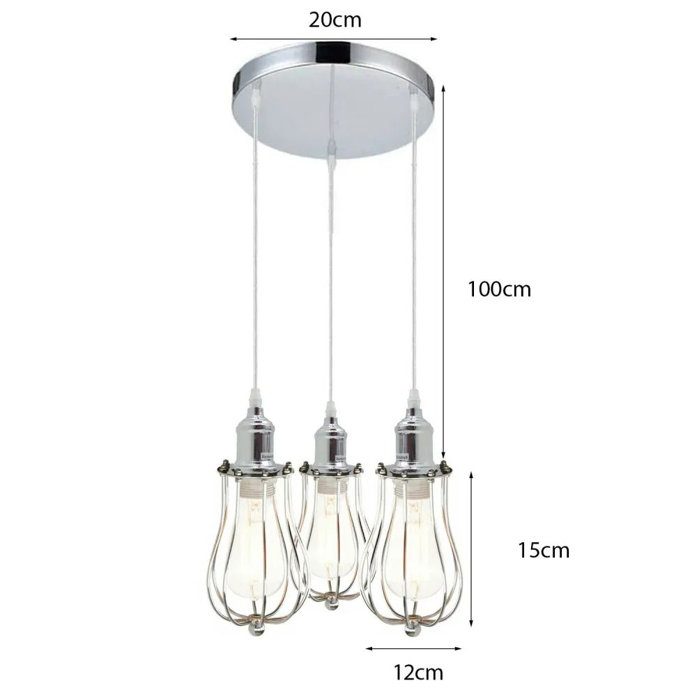 3 Head Modern Chrome Ceiling Pendant Light Fitting Pendant Hanging Chandelier~2073 LEDSone UK Ltd