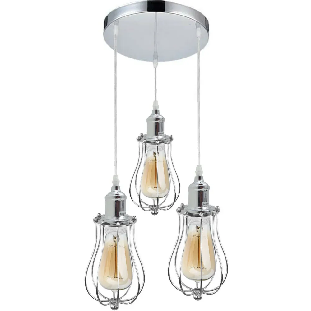 3 Head Modern Chrome Ceiling Pendant Light Fitting Pendant Hanging Chandelier~2073 LEDSone UK Ltd