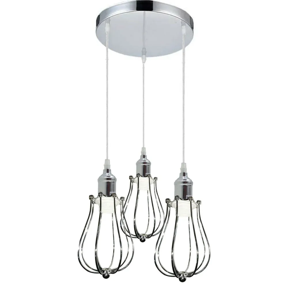 3 Head Modern Chrome Ceiling Pendant Light Fitting Pendant Hanging Chandelier~2073 LEDSone UK Ltd