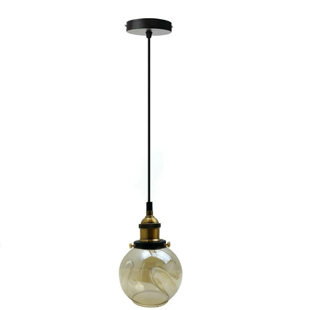 Lamp Glass Globe Shade Vintage Industrial Ceiling Light~2906 LEDSone UK Ltd
