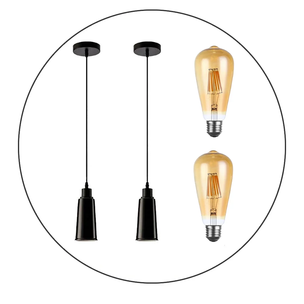 2 Pack Modern Ceramic Ceiling Pendant Light FREE Bulbs Lampshade Vintage Hanging Light Kitchen~2298 LEDSone UK Ltd