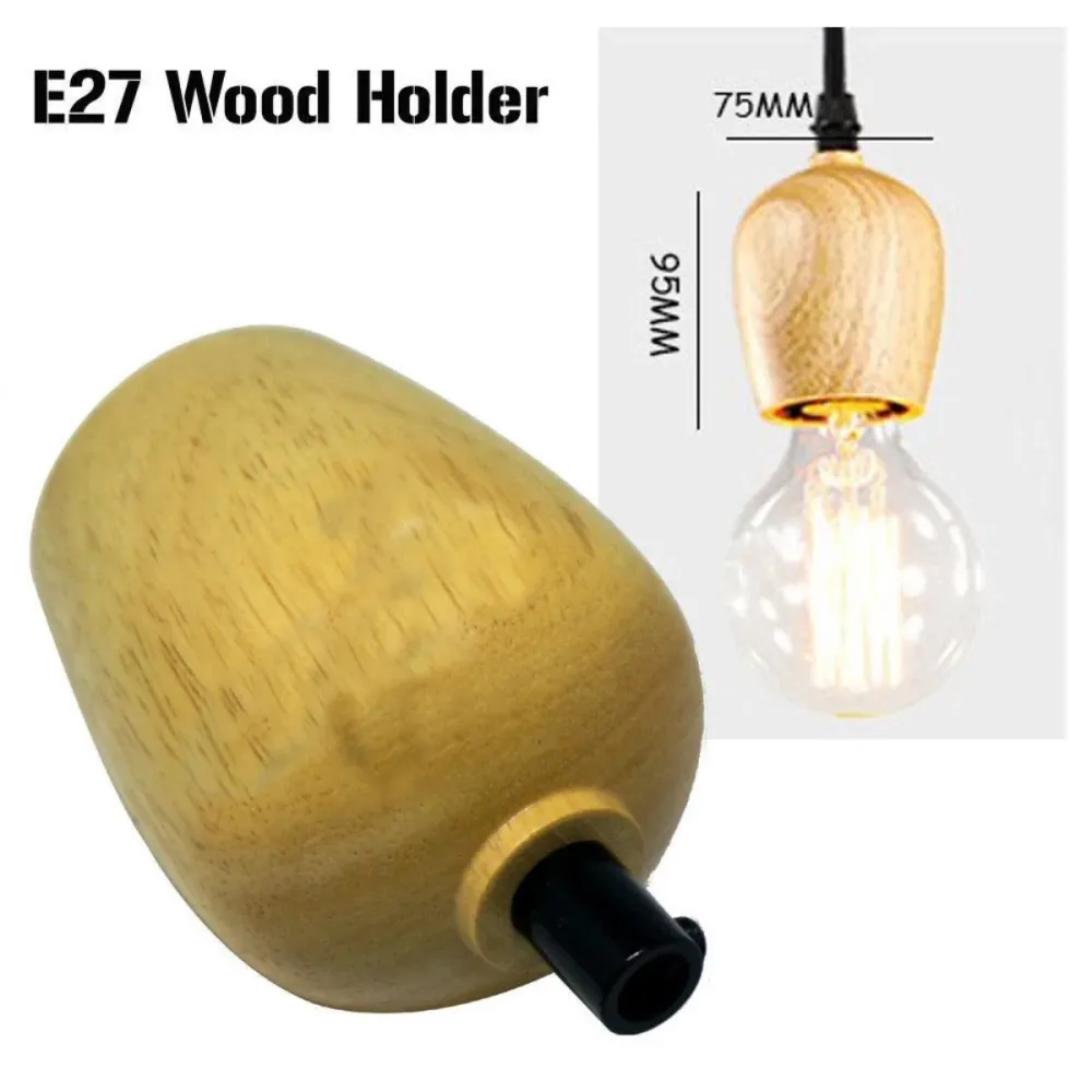 Wood E27 Socket Vintage Industrial Lighting Lamp Bulb Holder~2412 80mm LEDSone UK Ltd