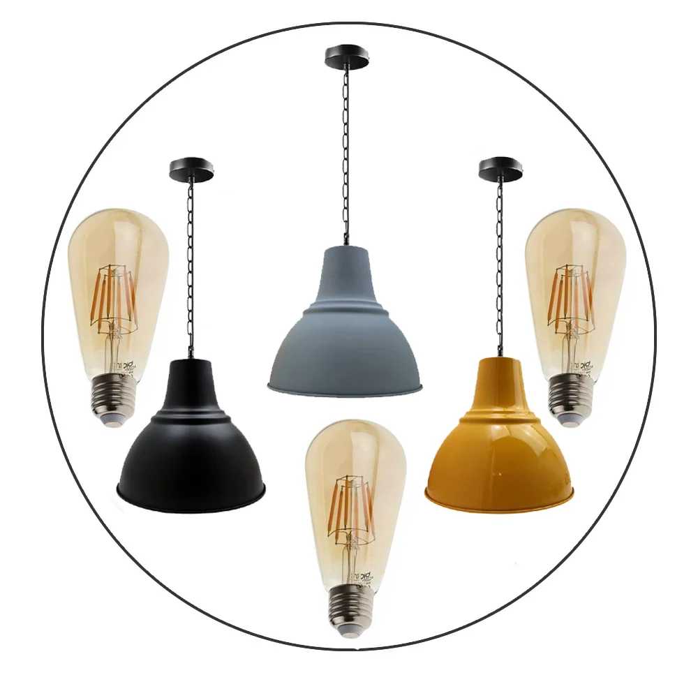 Modern Industrial Pendant Light Lamp Shade FREE Bulbs Ceiling Light Lampshade LED Vintage~2251 Black