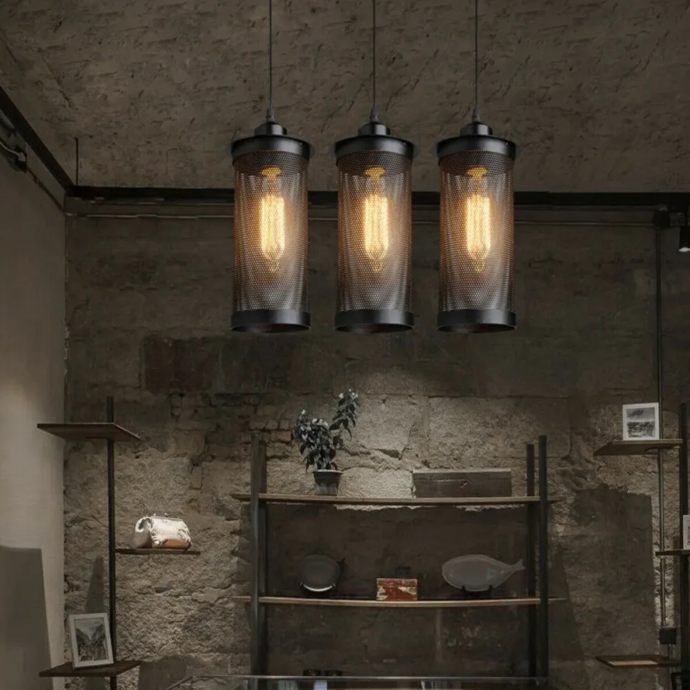 Modern Vintage Industrial Retro Loft Cluster Ceiling Lamp Shade Pendant Light UK~2148