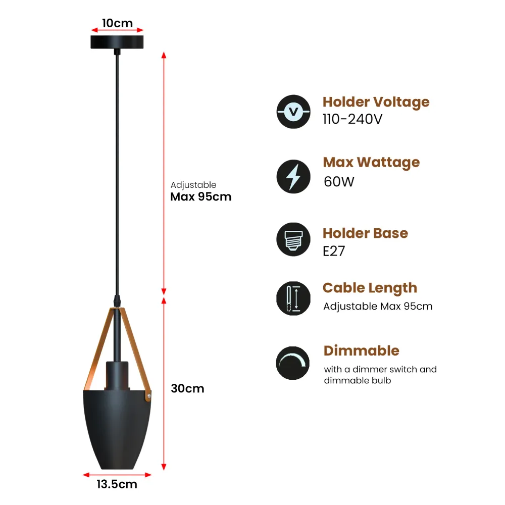 Single Head Shade Adjustable Hanging E27 Metal Ceiling Pendant Light ~2465