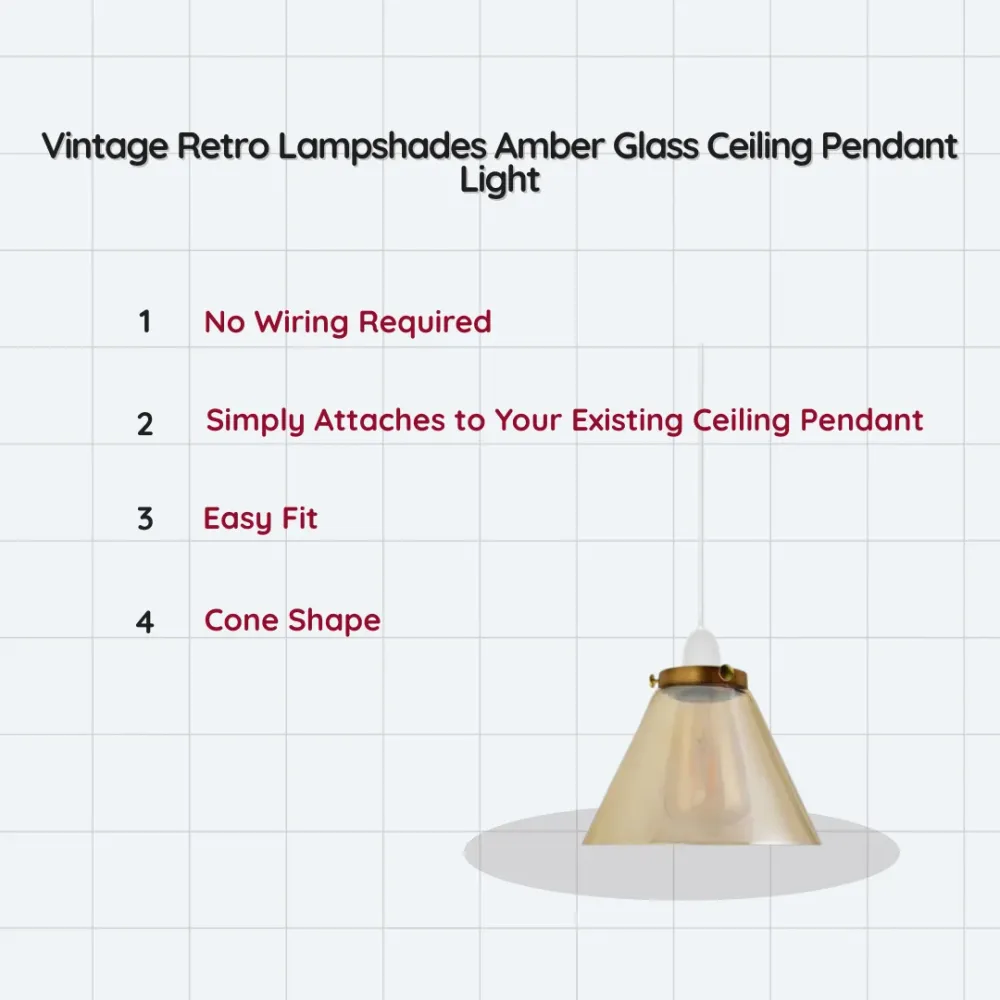 Vintage Amber Glass Pendant Lampshade E27 Ceiling Light~2183