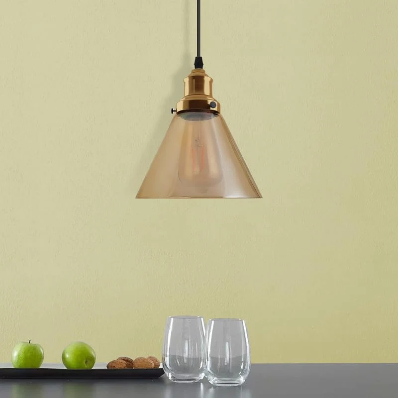 Vintage Amber Glass Pendant Lampshade E27 Ceiling Light~2183