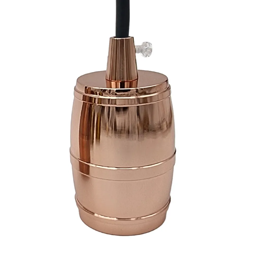Vintage Barrel Metal Lamp Holder E27 Rose Gold Fitting ~2717