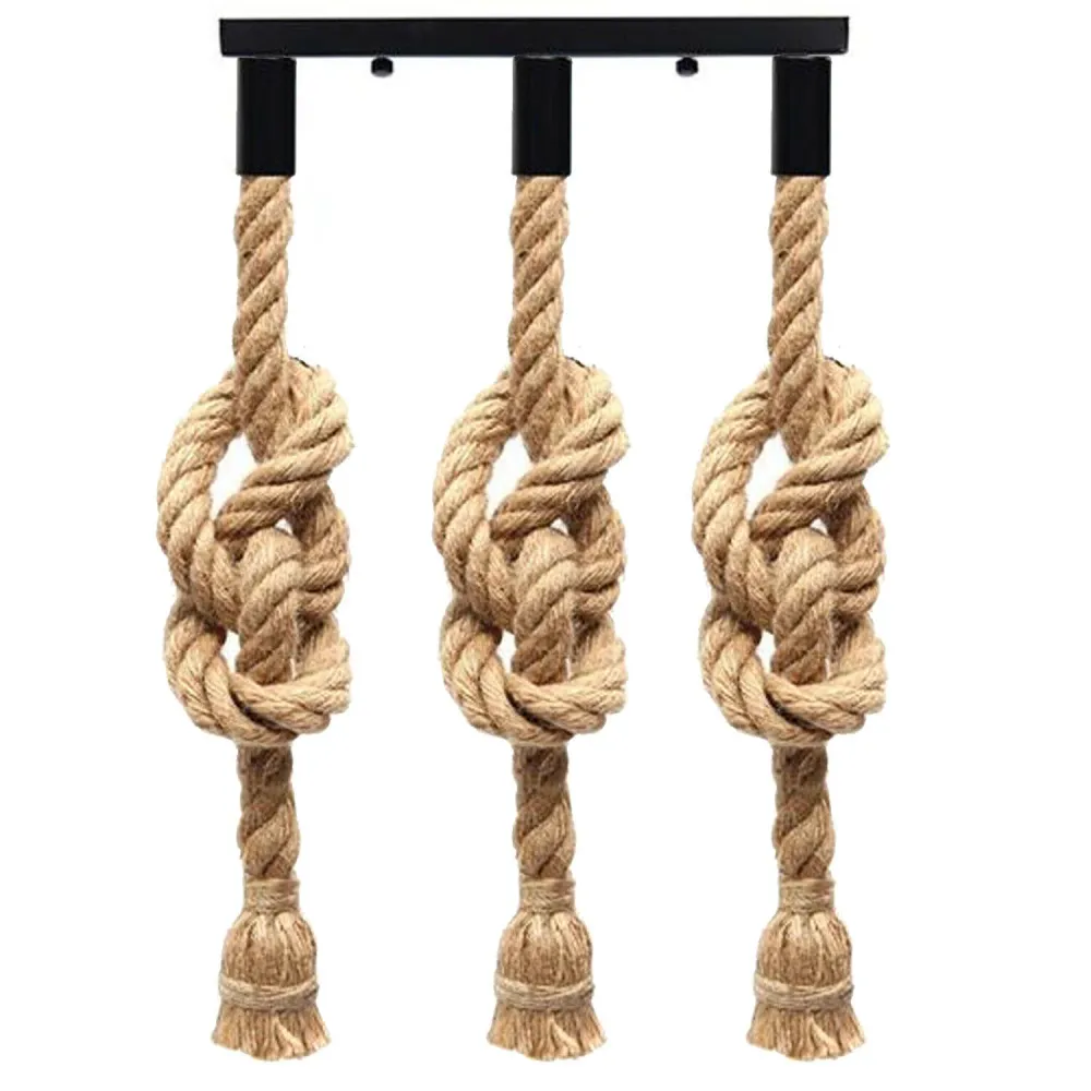 Vintage Industrial Loft Style Hemp Rope 3head cluster Ceiling Pendant Light Lamp~2711