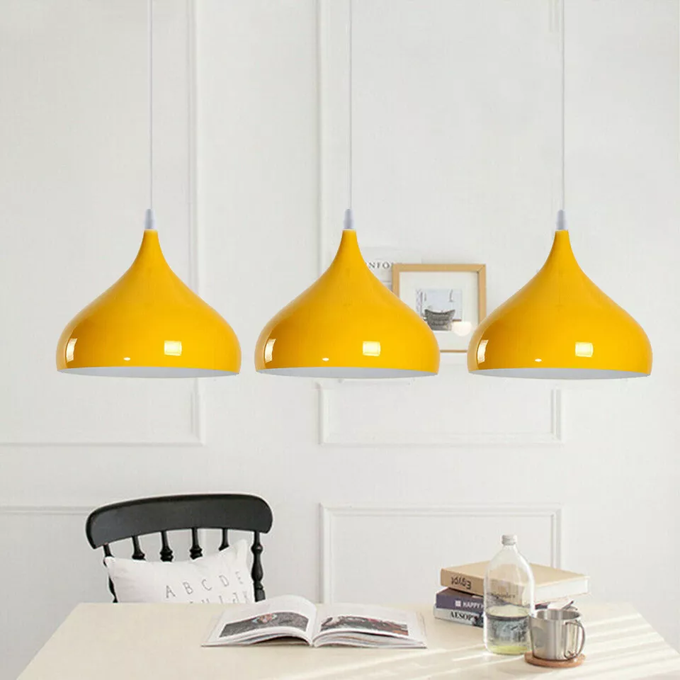 Vintage Industrial Metal Ceiling Yellow Hanging Pendant Light ~2507