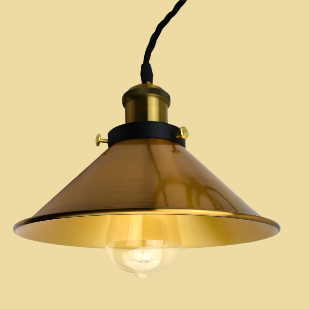 Vintage Modern Brass Ceiling Lamp Shade – Yellow Finish~3204