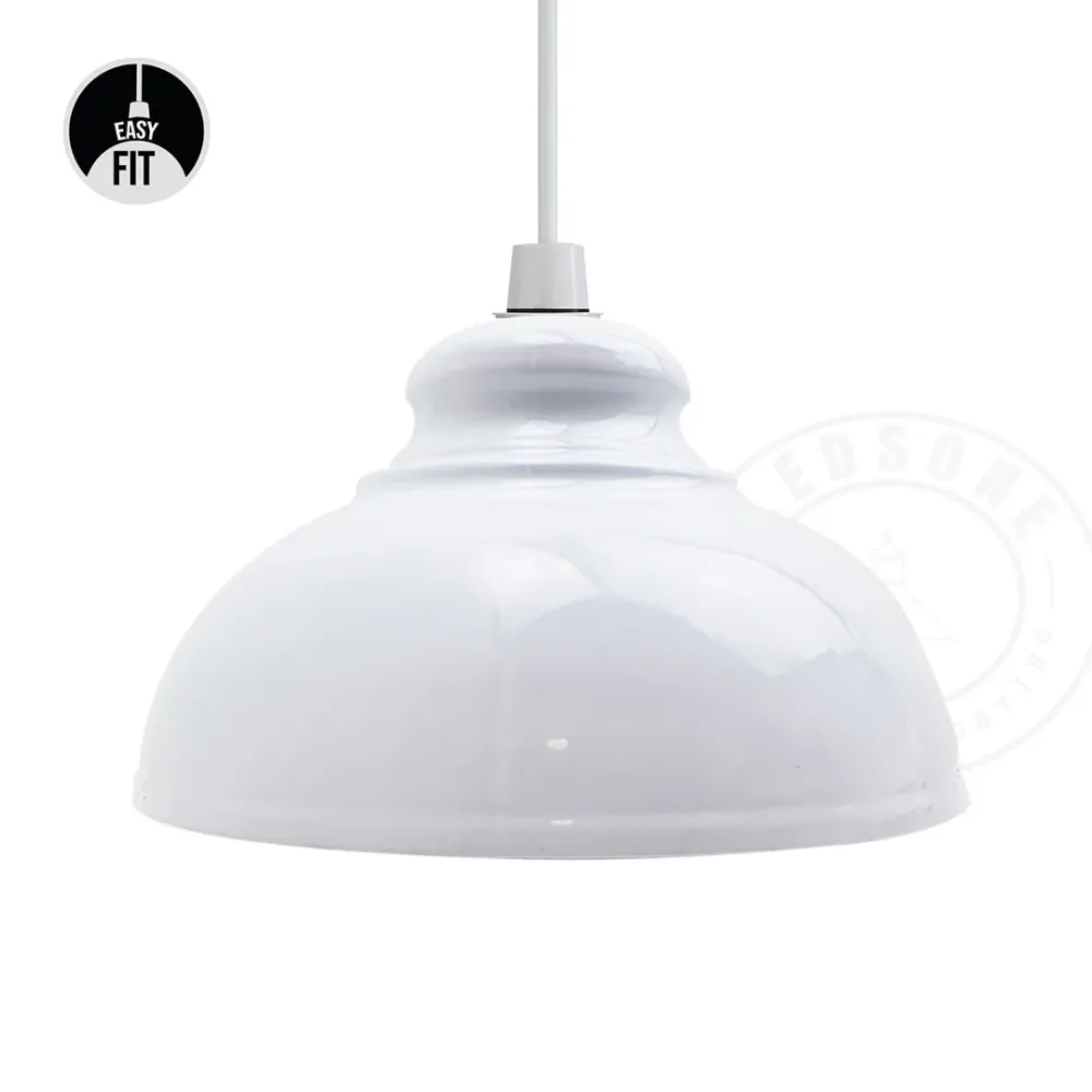 White Retro Style Coolie Tapered Metal Ceiling Pendant Lampshade ~2081