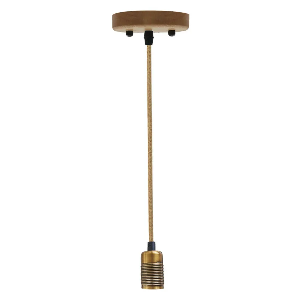 Yellow Brass E27 Vintage Industrial Loft Hemp Rope Pendant Light~3125