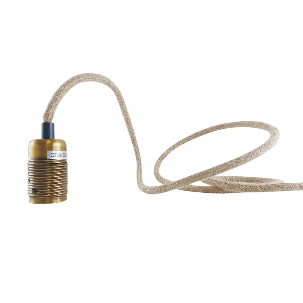 Yellow Brass E27 Vintage Industrial Loft Hemp Rope Pendant Light~3125